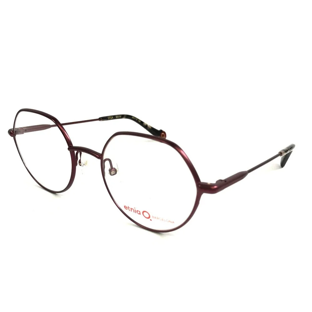 Etnia Barcelona Eyeglasses Frames STOA BXHV Bordeaux Havana Wire Rim 49-19-138